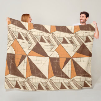 Retro 1970s Geometric Arch Pattern in Burnt Sienna Fleece Blanket