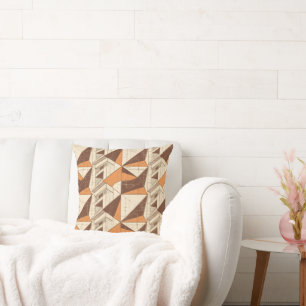 Retro 1970s Geometric Arch Pattern in Burnt Sienna Throw Pillow