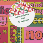 Retro 1970s Geometric Pattern Christmas Favor Tags<br><div class="desc">Add a groovy touch to your Christmas gifts with these retro patterned Christmas tags. They're ready to be customized with your own message and feature geometric patterns (one on the front and one on the back) in 1970s style colors of red, pink, lime green, orange and green against a white...</div>
