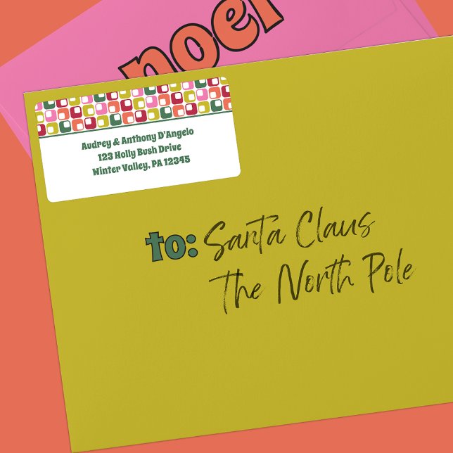 Retro 1970s Geometric Pattern Return Address Label (Creator Uploaded)