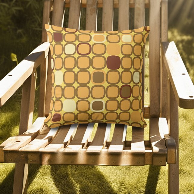 Retro 1970's Harvest Gold Pattern Throw Pillow (Creator Uploaded)
