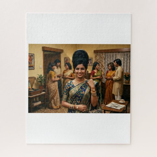 Retro 1970s Indian Fashion & Bouffant Hairstyle Il Jigsaw Puzzle