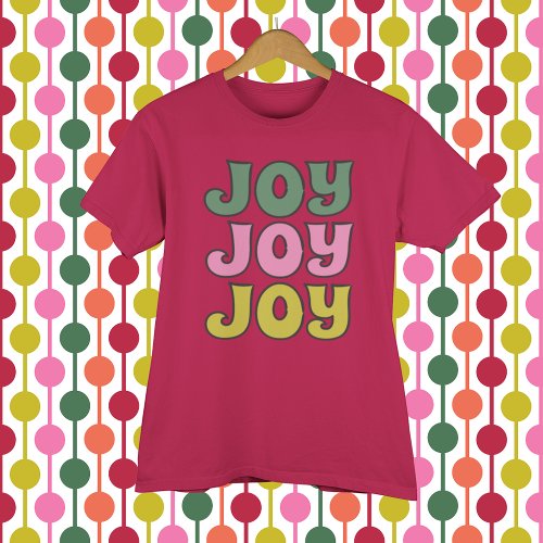 Retro 1970s Lettering Joy Christmas Graphic T_Shirt