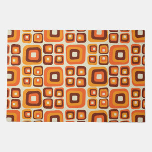 Retro 1970s Mid Century Orange and Brown Geometric Doormat