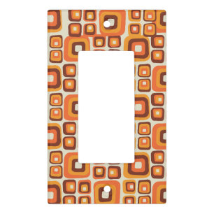 Retro 1970s Mid Century Orange and Brown Geometric Light Switch Cover