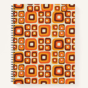 Retro 1970s Mid Century Orange and Brown Geometric Notebook