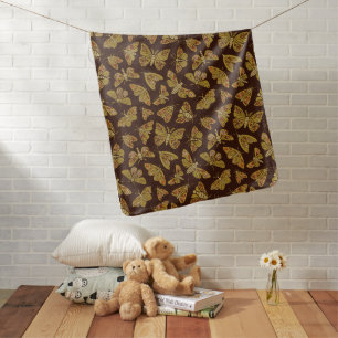 Retro 1970s Moths Baby Blanket