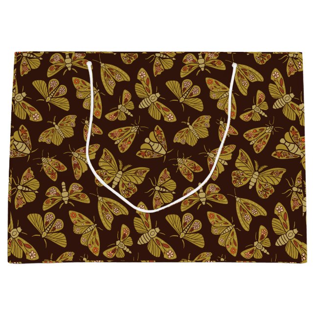Retro 1970s Moths Large Gift Bag (Front)