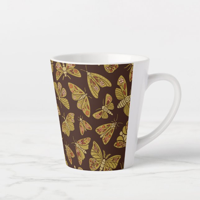 Retro 1970s Moths Latte Mug (Right)