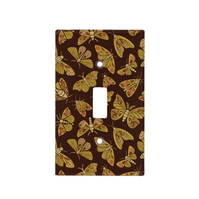 Retro 1970s Moths Light Switch Cover (Front)