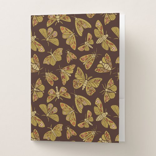 Retro 1970s Moths Pocket Folder