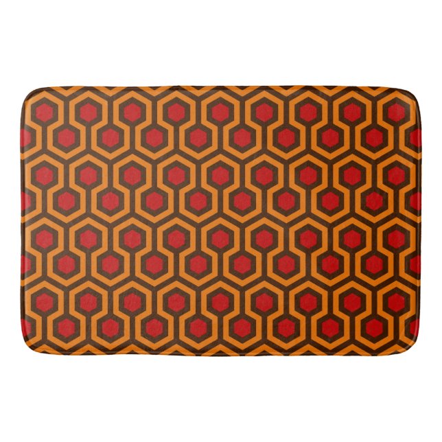 Retro 1970s Orange Red Abstract Pattern Room 237 Bath Mat (Front)