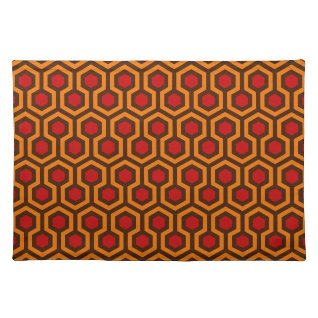 Retro 1970s Orange Red Abstract Pattern Room 237 Cloth Placemat (Front)