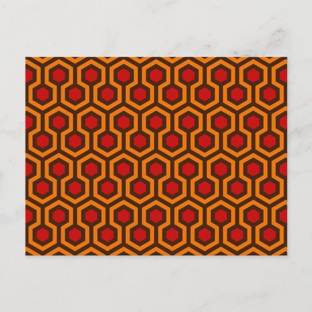 Retro 1970s Orange Red Abstract Pattern Room 237 Postcard (Front)