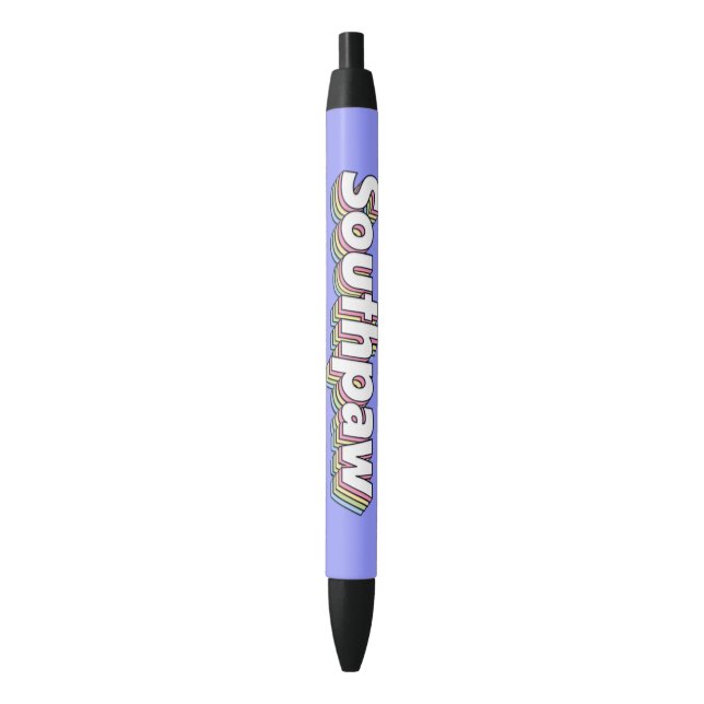 Retro 1970s pastel Southpaw Black Ink Pen (Front Vertical)