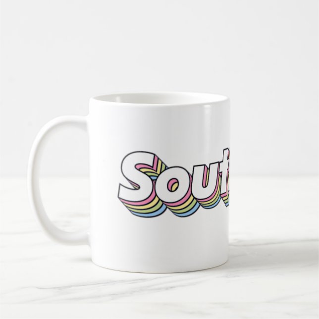 Retro 1970s pastel Southpaw Frosted Glass Coffee M Mug (Left)