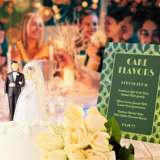 Retro 1970s Pattern | Cake Flavor Neon Wedding Pedestal Sign (Wedding Reception)