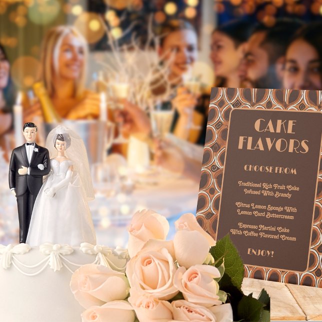 Retro 1970s Pattern | Cake Flavor Wedding Pedestal Sign (Wedding Reception)