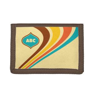 Retro 1970's Stripes Monogram Trifold Wallet