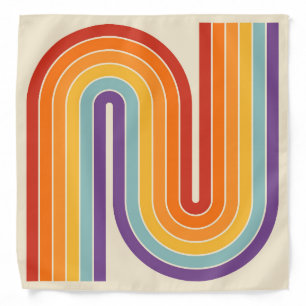 Retro 1970s Style Arched Stripes Geometric Pattern Bandana