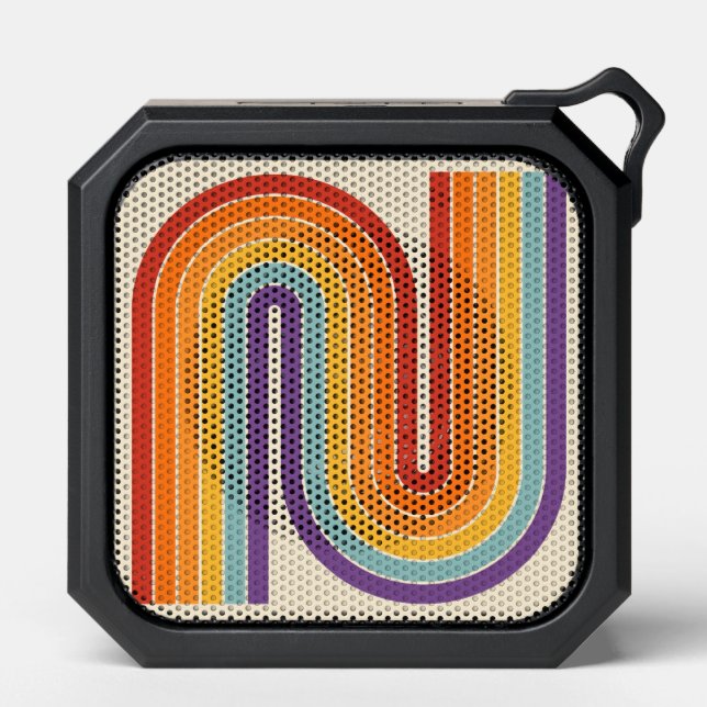 Retro 1970s Style Arched Stripes Geometric Pattern Bluetooth Speaker (Front)