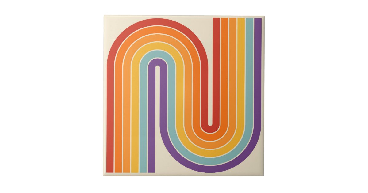Retro 1970s Style Arched Stripes Geometric Pattern Ceramic Tile | Zazzle