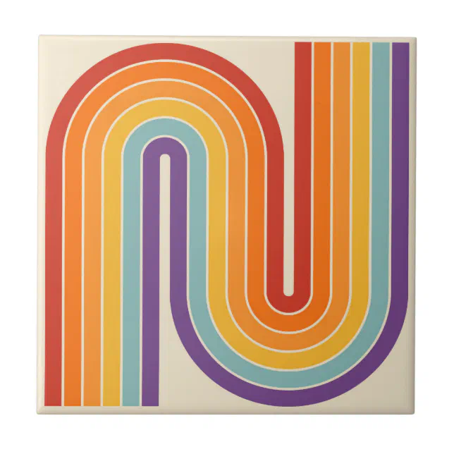 Retro 1970s Style Arched Stripes Geometric Pattern Ceramic Tile | Zazzle