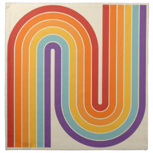 Retro 1970s Style Arched Stripes Geometric Pattern Cloth Napkin