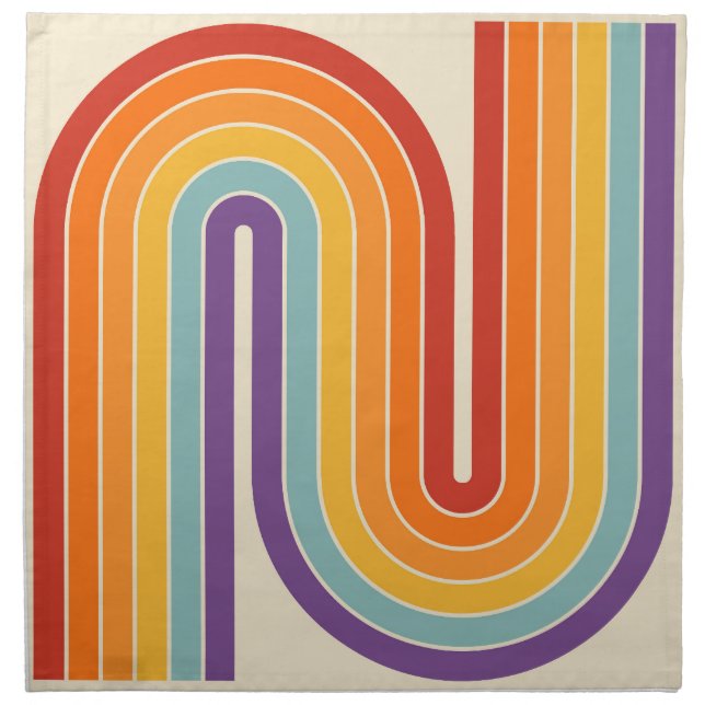 Retro 1970s Style Arched Stripes Geometric Pattern Cloth Napkin (Front)