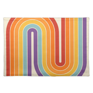 Retro 1970s Style Arched Stripes Geometric Pattern Cloth Placemat