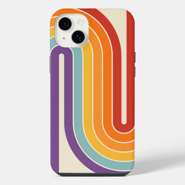 Retro 1970s Style Arched Stripes Geometric Pattern Iphone Case (Back)