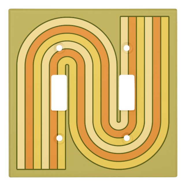 Retro 1970s Style Arched Stripes Geometric Pattern Light Switch Cover (Front)
