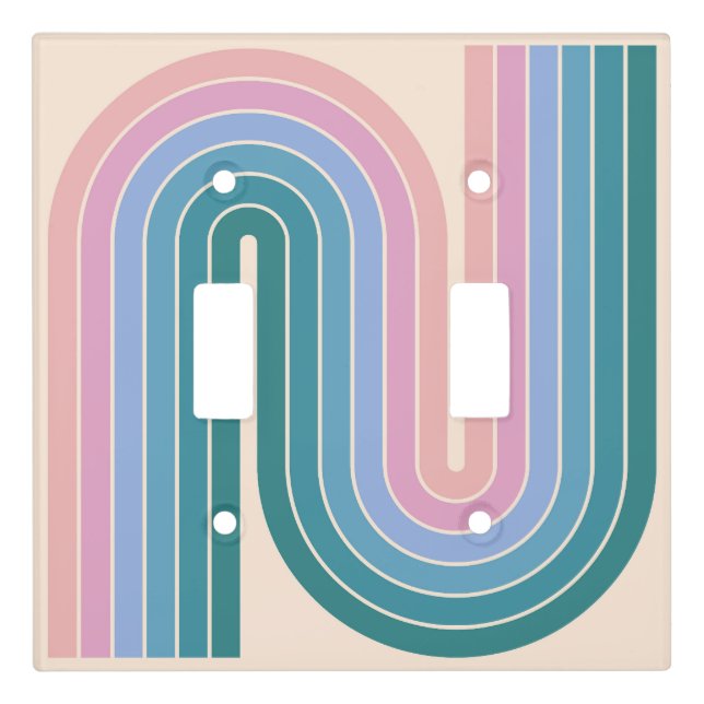 Retro 1970s Style Arched Stripes Geometric Pattern Light Switch Cover (Front)