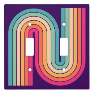 Retro 1970s Style Arched Stripes Geometric Pattern Light Switch Cover