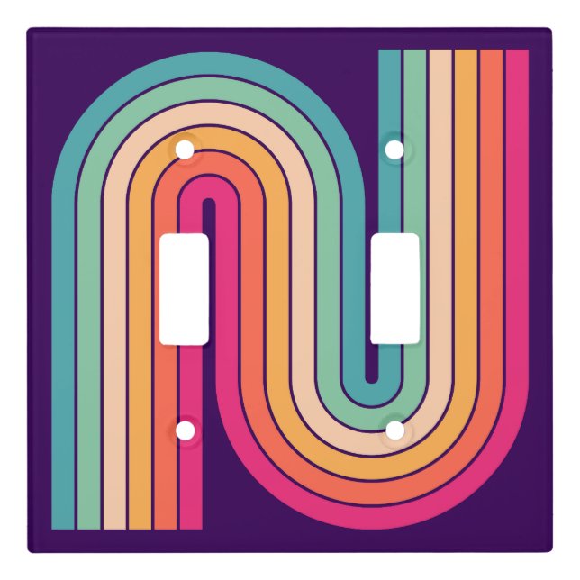 Retro 1970s Style Arched Stripes Geometric Pattern Light Switch Cover (Front)