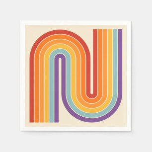 Retro 1970s Style Arched Stripes Geometric Pattern Napkins
