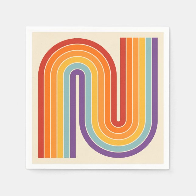 Retro 1970s Style Arched Stripes Geometric Pattern Napkins (Front)
