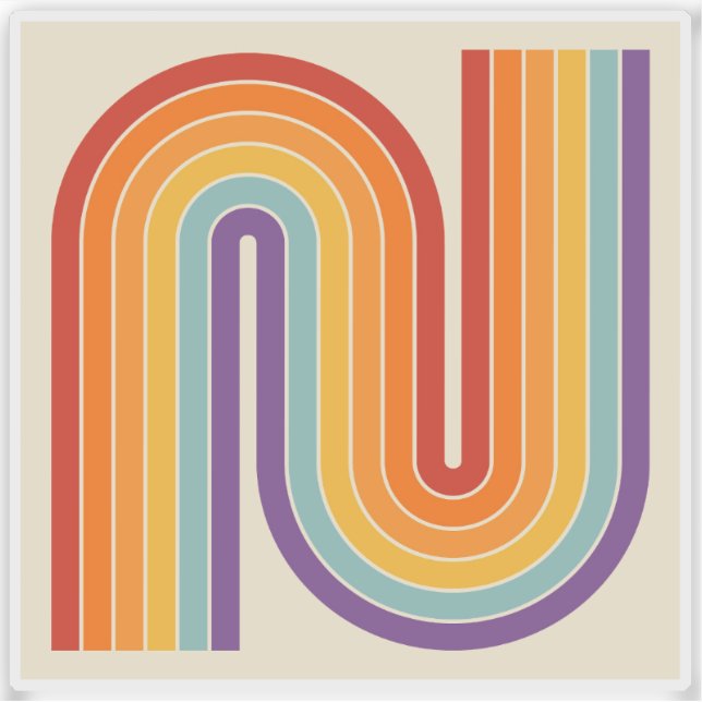 Retro 1970s Style Arched Stripes Geometric Pattern Sticker (Front)