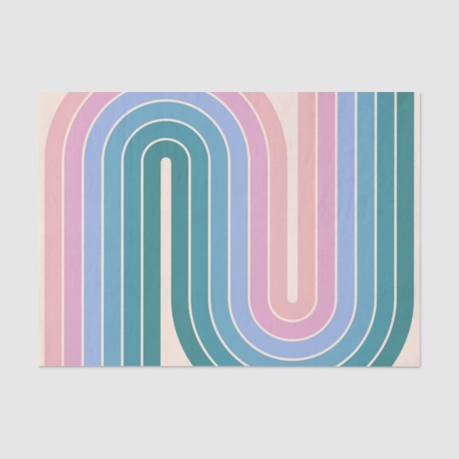 Retro 1970s Style Arched Stripes Geometric Pattern Tissue Paper (Front)