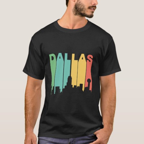 Retro 1970S Style Dallas Texas Skyline Hoodie T_Shirt