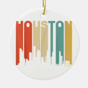 Retro 1970's Style Houston Texas Skyline Ceramic Ornament