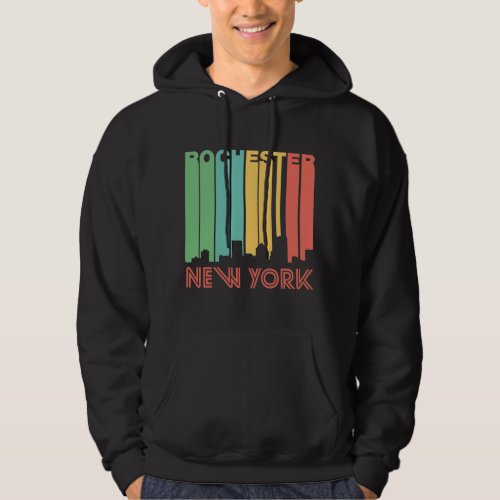 Retro 1970s Style Rochester New York Skyline Hoodie