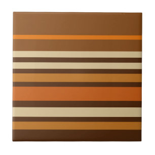 Retro 1970s Style Sporty Stripes Ceramic Tile