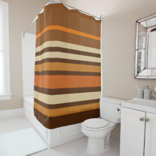 Retro 1970s Style Sporty Stripes Shower Curtain