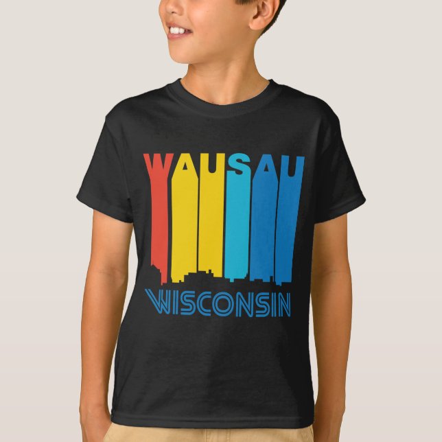 Retro 1970's Style Wausau Wisconsin Skyline T-Shirt (Front)