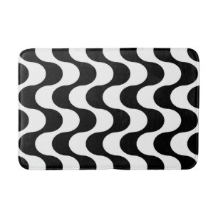 Retro 1970s Style Wavy Op-Art Stripe Pattern Bath Mat