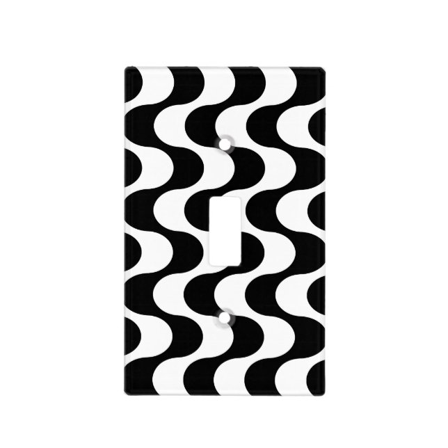 Retro 1970s Style Wavy Op-Art Stripe Pattern Light Switch Cover (Front)