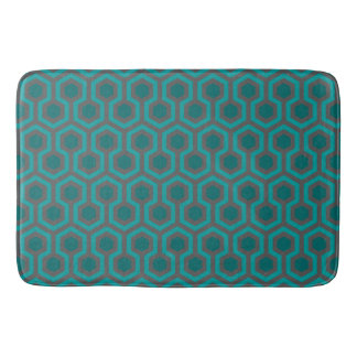 Retro 1970s Teal Turquoise Green Abstract Pattern Bath Mat