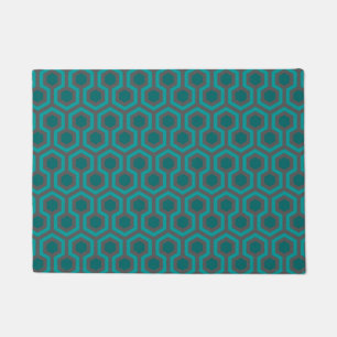 Retro 1970s Teal Turquoise Green Abstract Pattern Doormat