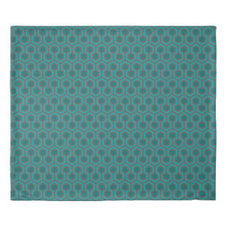 Retro 1970s Teal Turquoise Green Abstract Pattern Duvet Cover